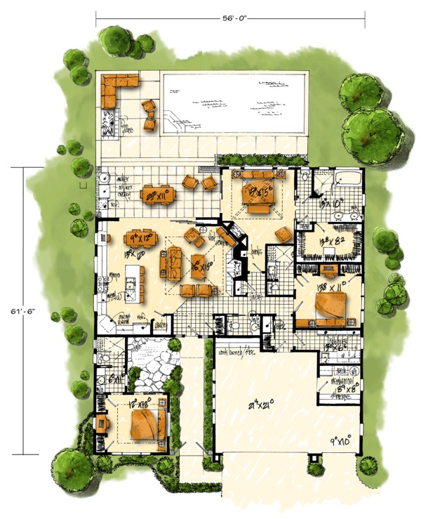Contemporary Floor Plan - Main Floor Plan #942-49