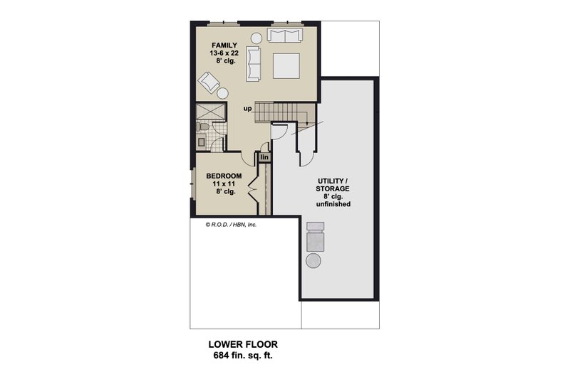 Dream House Plan - Floor Plan - Upper Floor for Bungalow House Plan #51-1333 - 3 bed, 2 bath