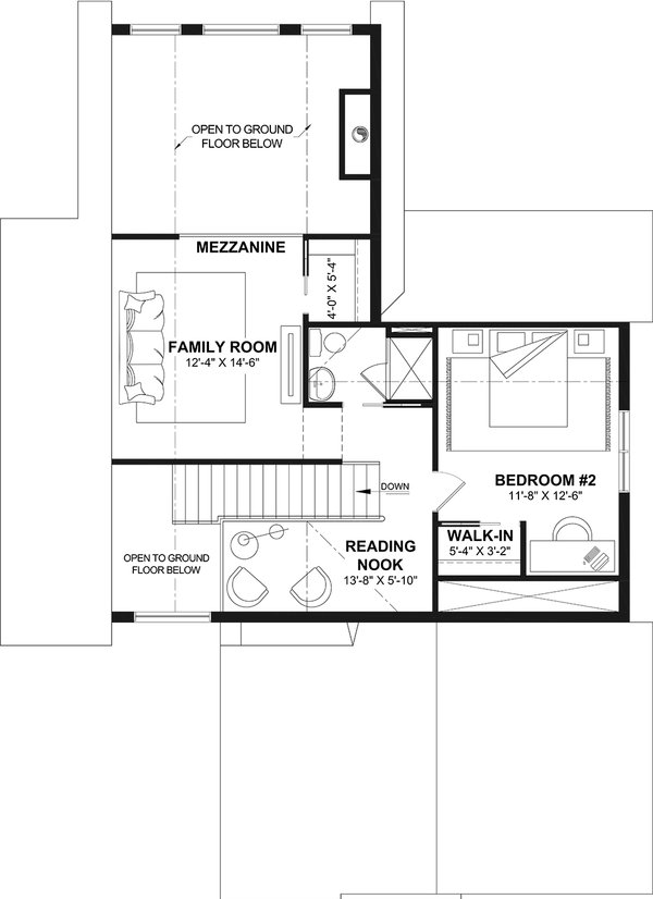 Architectural House Design - Floor Plan - Upper Floor for Cottage House Plan #23-2904 - 3 bed, 1.5 bath