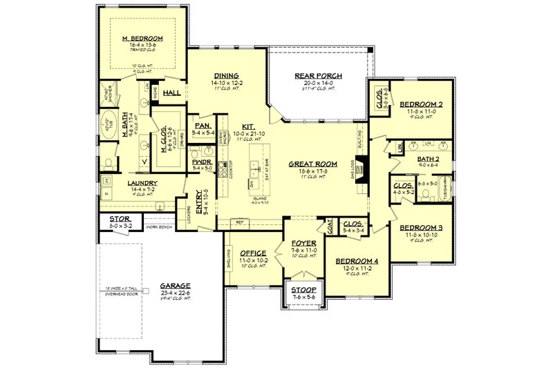 Architectural House Design - Floor Plan - Main Floor for Country House Plan #430-143 - 4 bed, 2.5 bath