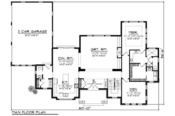 Floor Plan - Main Floor for Traditional House Plan #70-1184 - 4 bed, 4.5 bath