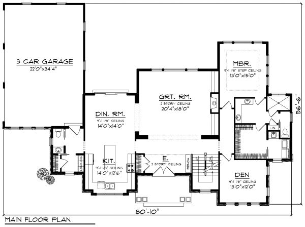 House Design - Traditional Floor Plan - Main Floor Plan #70-1184