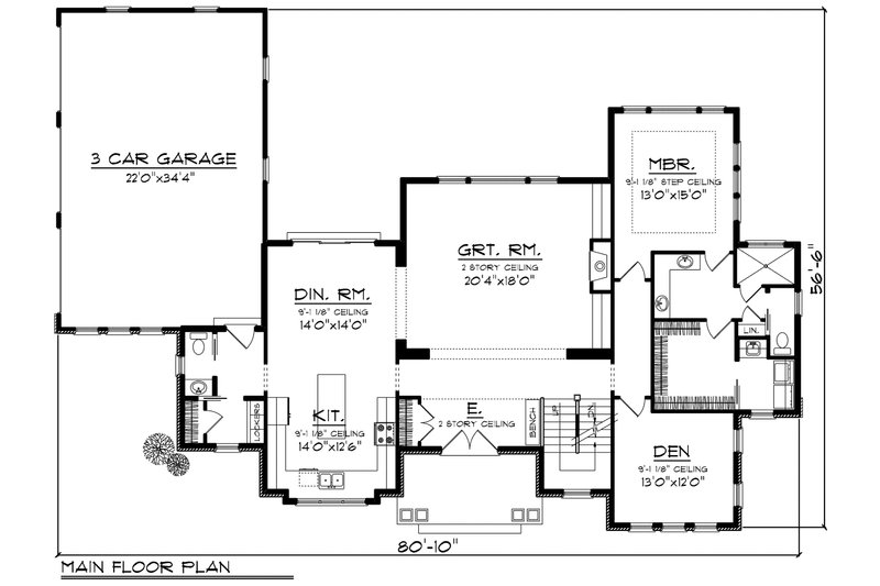 House Design - Floor Plan - Main Floor for Traditional House Plan #70-1184 - 4 bed, 4.5 bath