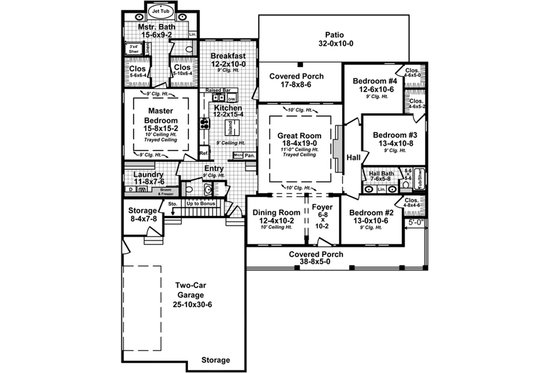 Floor Plan - Main Floor for Country House Plan #21-378 - 4 bed, 2.5 bath