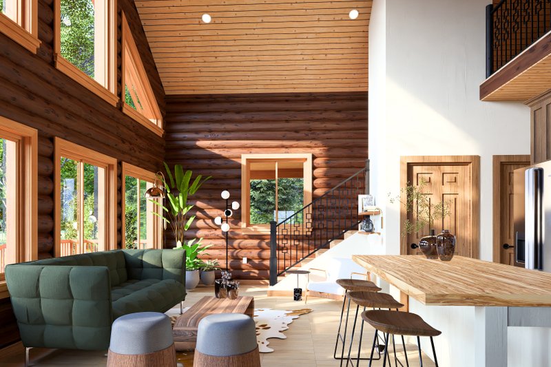 House Design - Interior - Family Room for Log House Plan #1060-413 - 1 bed, 2 bath