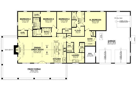 Floor Plan - Main Floor for Barndominium House Plan #430-363 - 4 bed, 3.5 bath