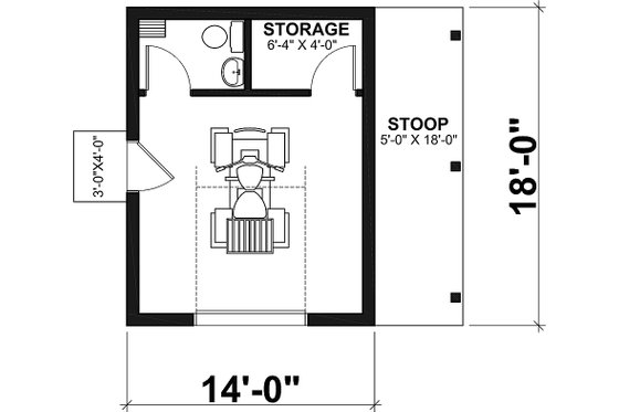 Floor Plan - Main Floor for Country House Plan #23-2754, 1 bath