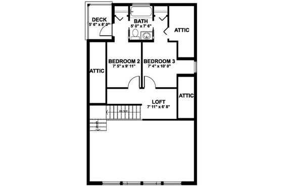 Floor Plan - Upper Floor for Cabin House Plan #126-188 - 3 bed, 2 bath
