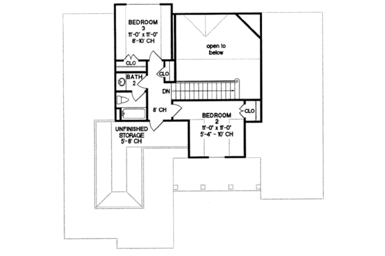 Floor Plan - Upper Floor for Country House Plan #20-262 - 3 bed, 2.5 bath