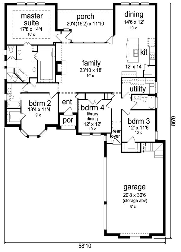 Home Plan - Traditional Floor Plan - Main Floor Plan #84-588