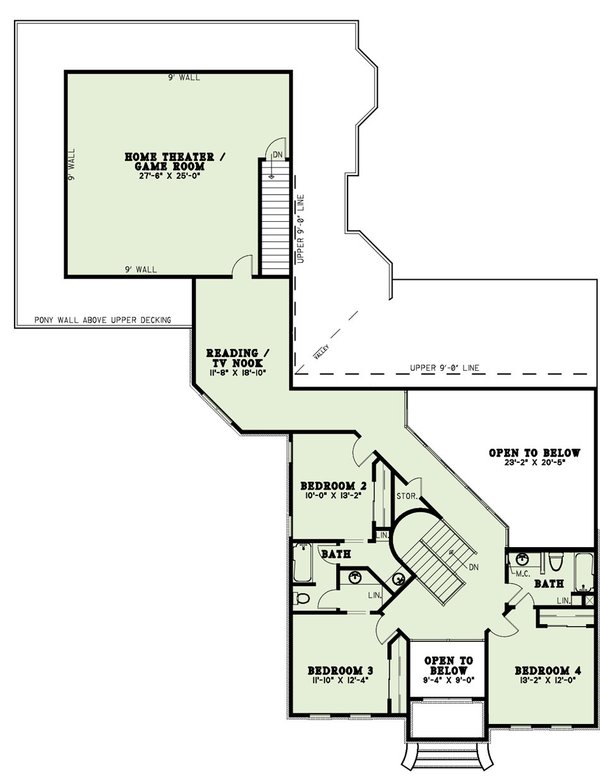 House Blueprint - European Floor Plan - Upper Floor Plan #17-568