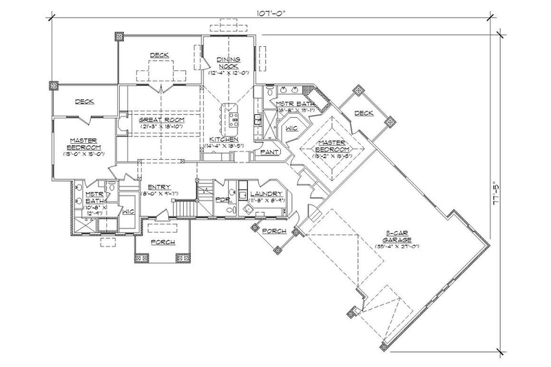 Architectural House Design - Floor Plan - Main Floor for Craftsman House Plan #5-463 - 4 bed, 6 bath