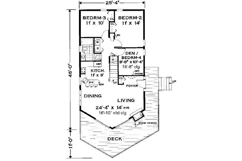 Home Plan - Floor Plan - Main Floor for Cottage House Plan #3-117 - 3 bed, 2 bath