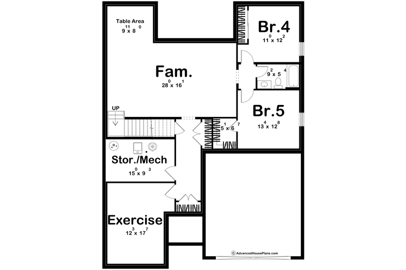 House Blueprint - Floor Plan - Lower Floor for Farmhouse House Plan #455-632 - 3 bed, 2 bath