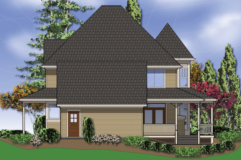House Plan Design - Rear View - 2400 square foot Country Home