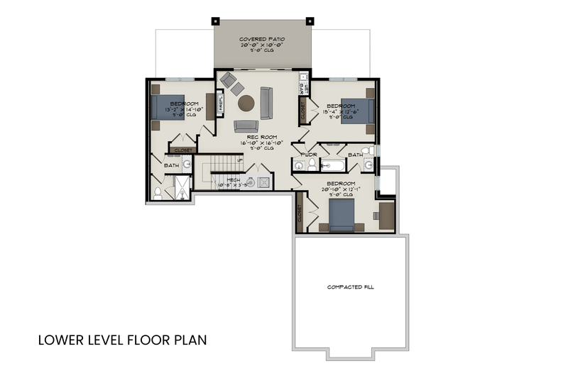 Home Plan - Floor Plan - Lower Floor for Modern House Plan #1108-4 - 4 bed, 3.5 bath