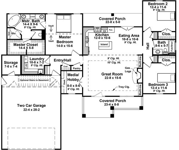 House Plan Design - Craftsman Floor Plan - Main Floor Plan #21-447