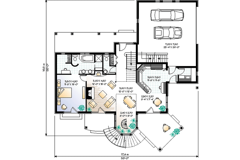 Dream House Plan - Floor Plan - Main Floor for Country House Plan #23-251 - 3 bed, 2.5 bath
