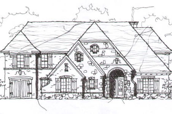 Exterior - Front Elevation for European House Plan #141-228 - 5 bed, 5.5 bath