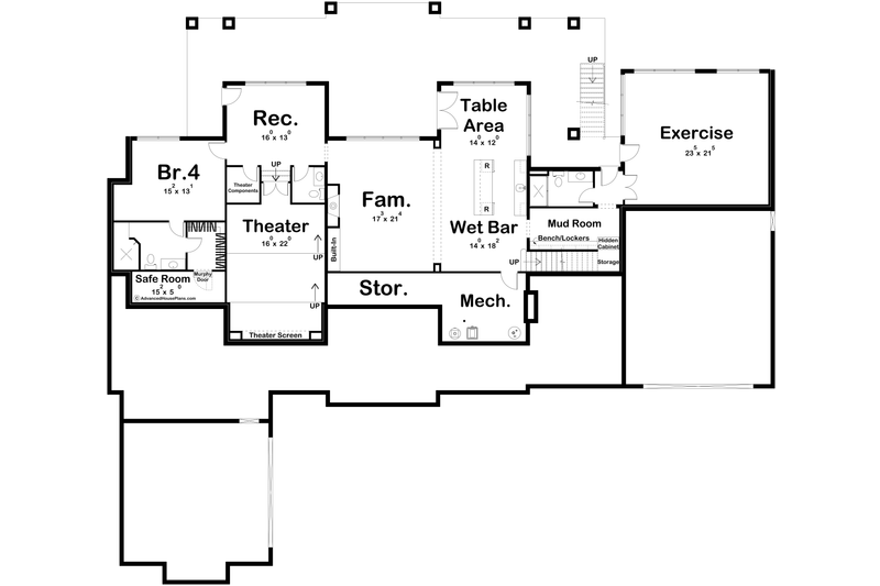 House Design - Floor Plan - Lower Floor for Beach House Plan #455-311 - 4 bed, 3.5 bath