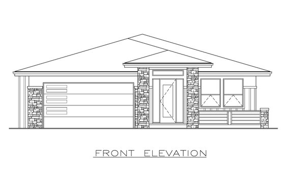 Exterior - Front Elevation 3 for Prairie House Plan #1100-15 - 2 bed, 2.5 bath