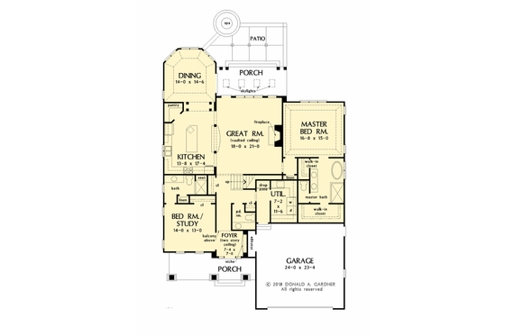 Floor Plan - Main Floor for Craftsman House Plan #929-1061 - 5 bed, 4.5 bath