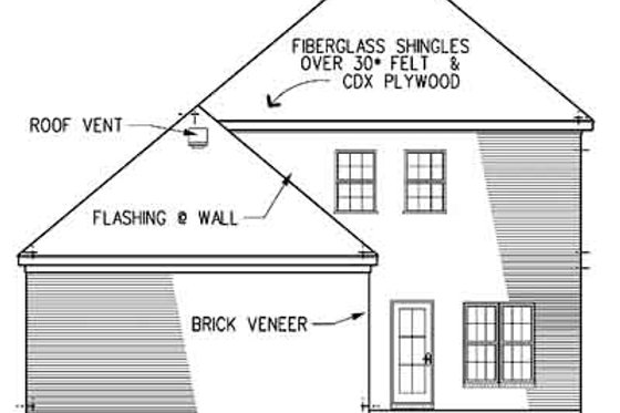 Exterior - Rear Elevation for European House Plan #15-263 - 3 bed, 2 bath