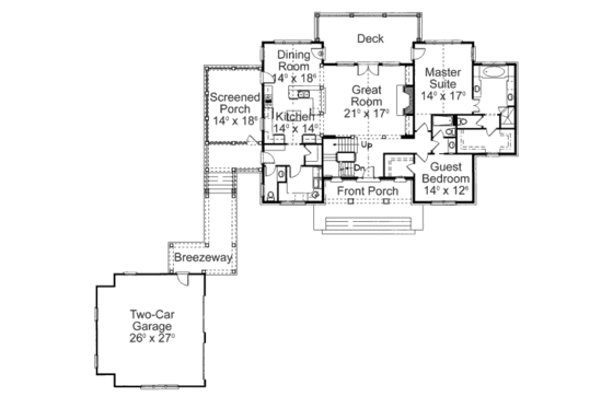 Floor Plan - Main Floor for Craftsman House Plan #429-45 - 4 bed, 4.5 bath