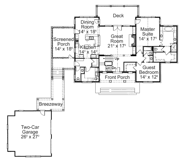 House Design - Craftsman Floor Plan - Main Floor Plan #429-45