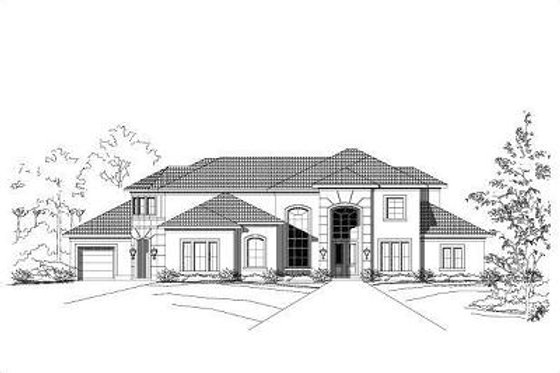 Exterior - Front Elevation for Mediterranean House Plan #411-272 - 6 bed, 5 bath