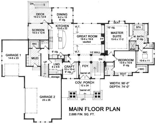 Cottage Floor Plan - Main Floor Plan #51-564