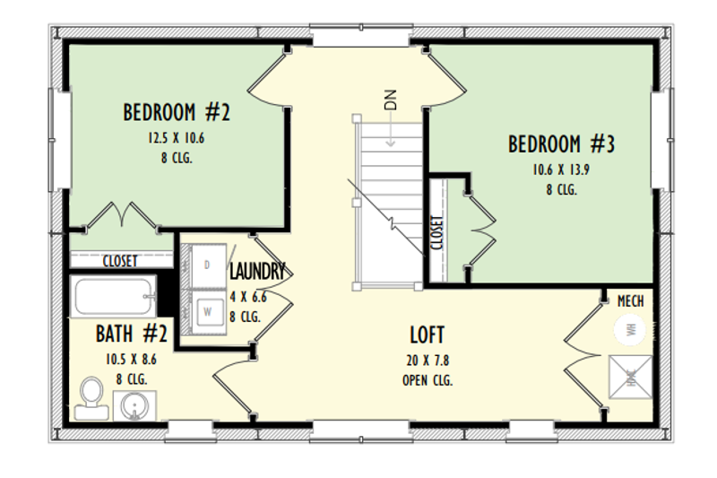 Home Plan - Floor Plan - Upper Floor for Barndominium House Plan #1092-25 - 3 bed, 2 bath