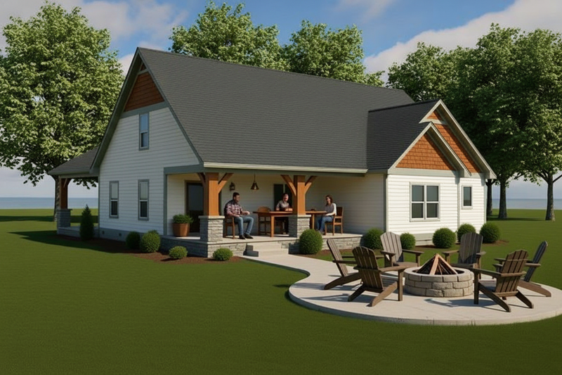 Dream House Plan - Exterior - Covered Porch for Farmhouse House Plan #1121-1 - 3 bed, 2.5 bath
