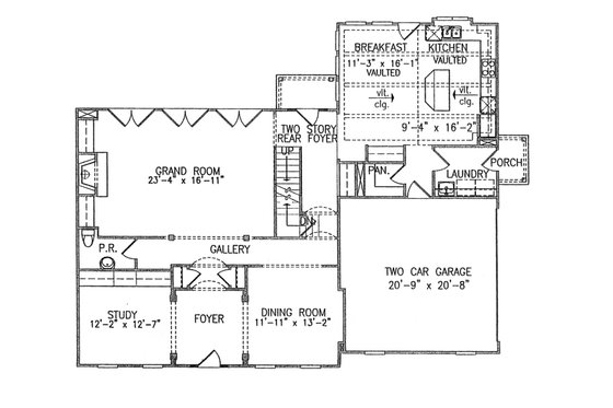 Floor Plan - Main Floor for Traditional House Plan #54-402 - 4 bed, 3.5 bath