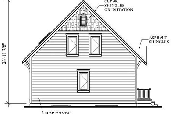 Exterior - Rear Elevation for Cottage House Plan #23-579 - 3 bed, 1.5 bath