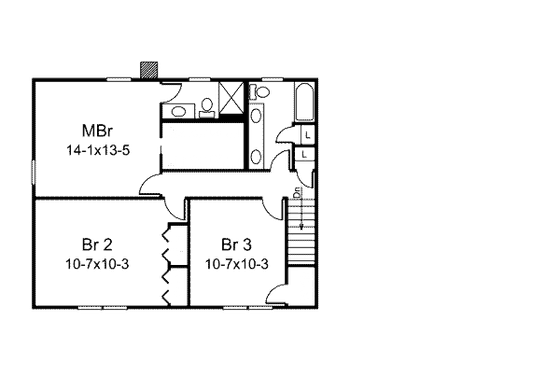 Floor Plan - Upper Floor for Traditional House Plan #57-557 - 3 bed, 2.5 bath