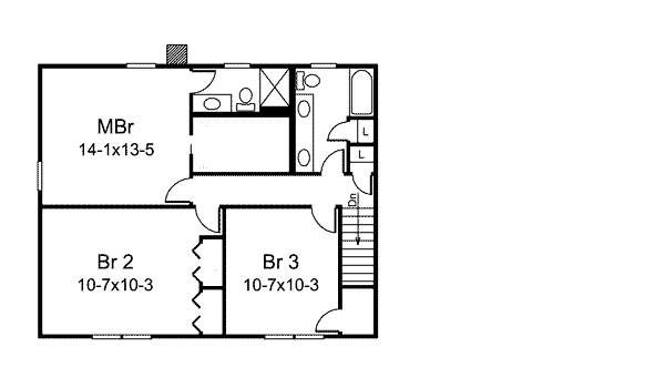 Traditional Floor Plan - Upper Floor Plan #57-557