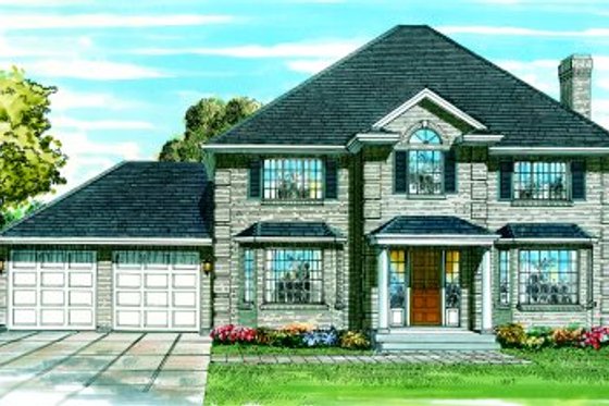Exterior - Front Elevation for Colonial House Plan #47-555 - 4 bed, 2.5 bath