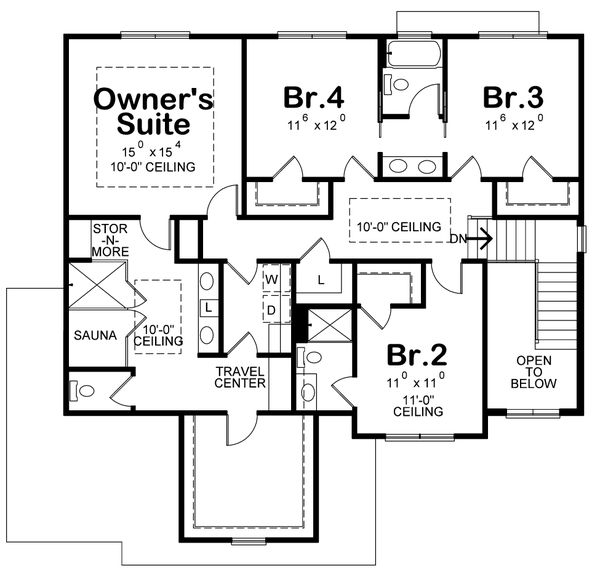 Architectural House Design - Traditional Floor Plan - Upper Floor Plan #20-2406