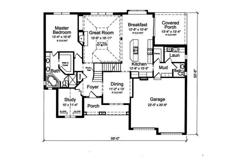 Dream House Plan - Floor Plan - Main Floor for Traditional House Plan #46-879 - 4 bed, 2.5 bath