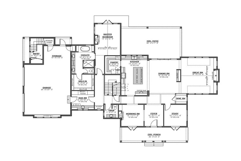 Dream House Plan - Floor Plan - Main Floor for Farmhouse House Plan #1086-2 - 4 bed, 3.5 bath