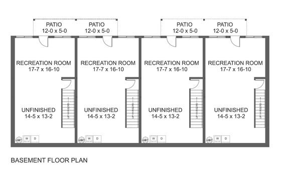 Floor Plan - Lower Floor for Craftsman House Plan #126-280 - 2 bed, 1.5 bath