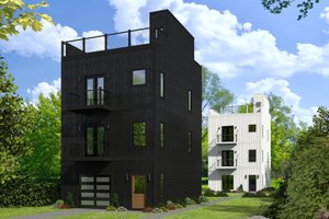 Exterior - Front Elevation 3 for Contemporary House Plan #932-127 - 2 bed, 2.5 bath