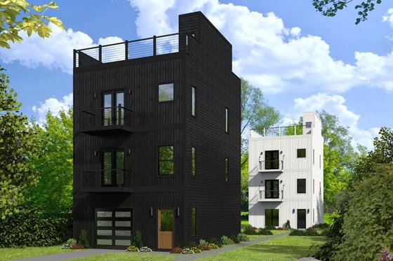 Exterior - Front Elevation 3 for Contemporary House Plan #932-127 - 2 bed, 2.5 bath