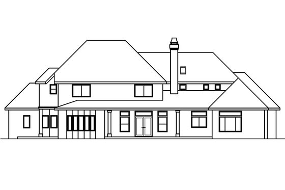 Exterior - Rear Elevation for European House Plan #124-461 - 4 bed, 3.5 bath