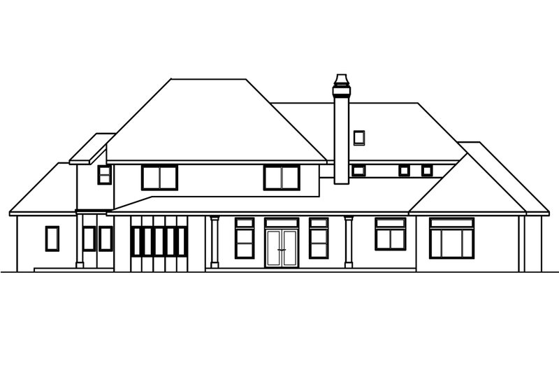 Home Plan - Exterior - Rear Elevation for European House Plan #124-461 - 4 bed, 3.5 bath