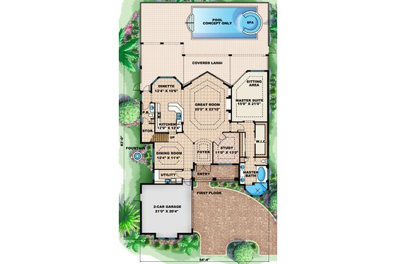 Floor Plan - Main Floor for European House Plan #27-444 - 3 bed, 2.5 bath