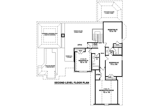 Floor Plan - Upper Floor for European House Plan #81-1164 - 4 bed, 3.5 bath