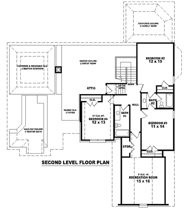 Floor Plan - Upper Floor for European House Plan #81-1164 - 4 bed, 3.5 bath