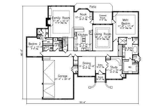 Floor Plan - Main Floor for European House Plan #52-222 - 4 bed, 3.5 bath
